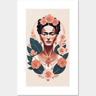 Frida's Floral Whimsy: Pastel Illustration Posters and Art